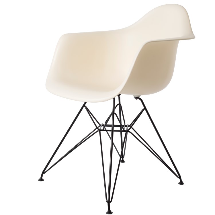 Charles Eames style, Esszimmerstuhl DAR Base schwartz PP creme