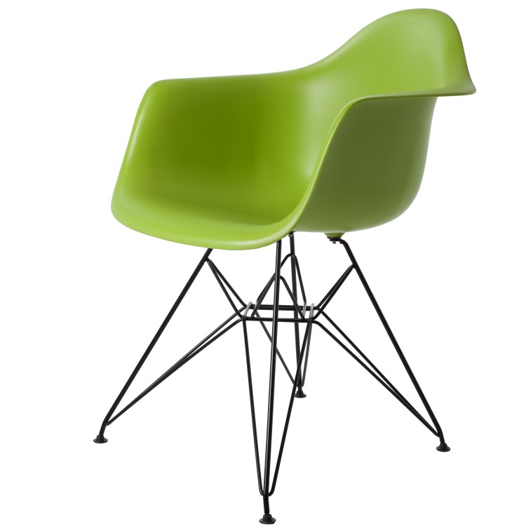 Charles Eames style, Esszimmerstuhl DAR Base schwartz PP grün