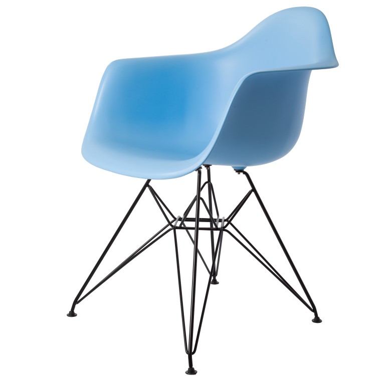 Charles Eames style, Esszimmerstuhl DAR Base schwartz PP hellblau