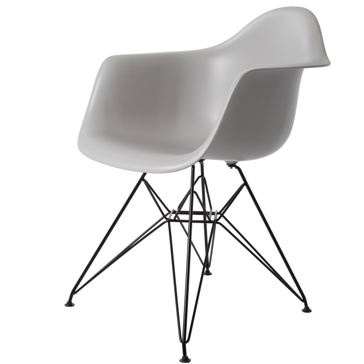 Charles Eames style, Esszimmerstuhl DAR Base schwartz PP hellgrau