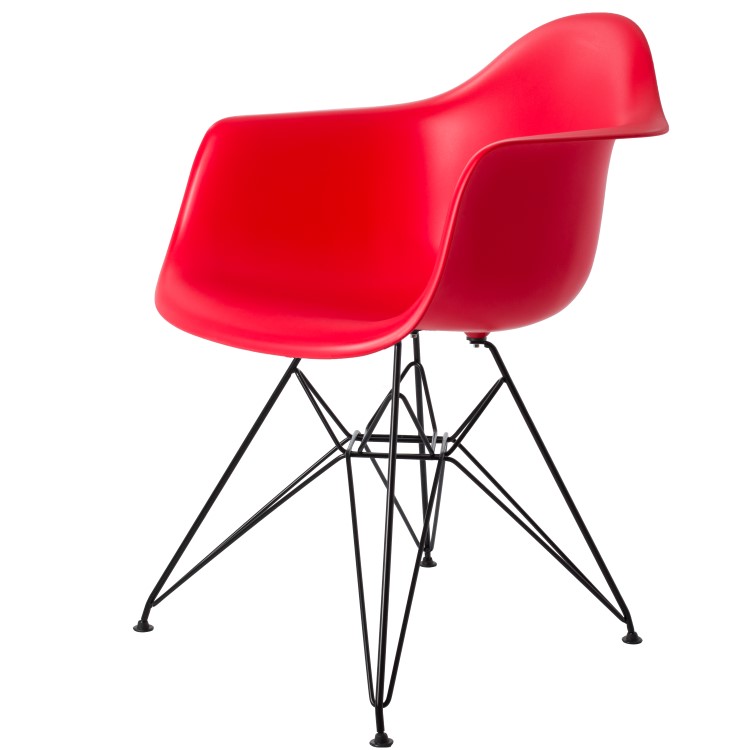 Charles Eames style, Esszimmerstuhl DAR Base schwartz PP rot