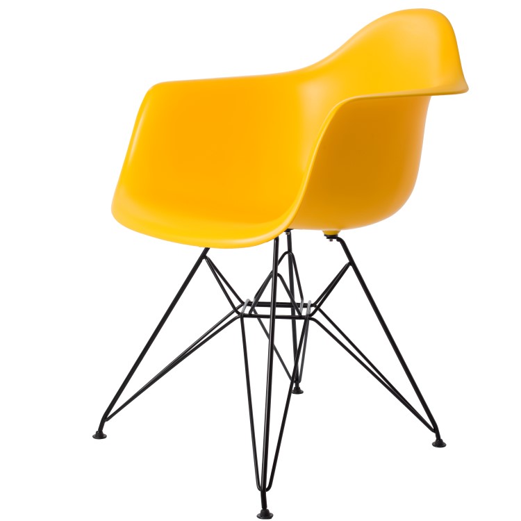 Charles Eames style, Esszimmerstuhl DAR Base schwartz PP gelb