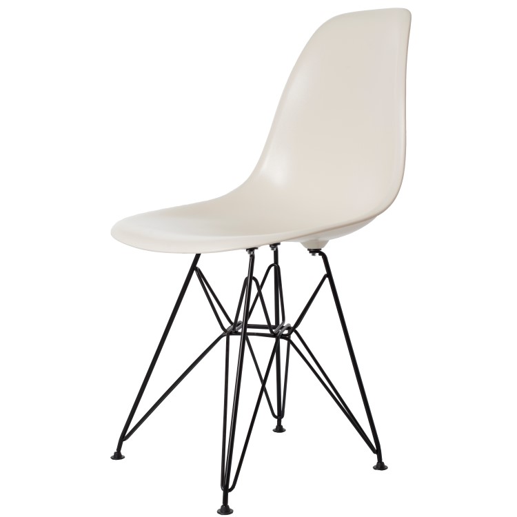 Charles Eames style, Esszimmerstuhl DSR Base schwartz ABS creme