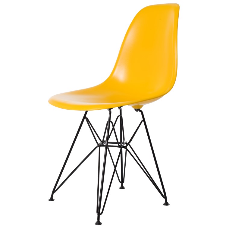 Charles Eames style, Esszimmerstuhl DSR Base schwartz ABS gelb