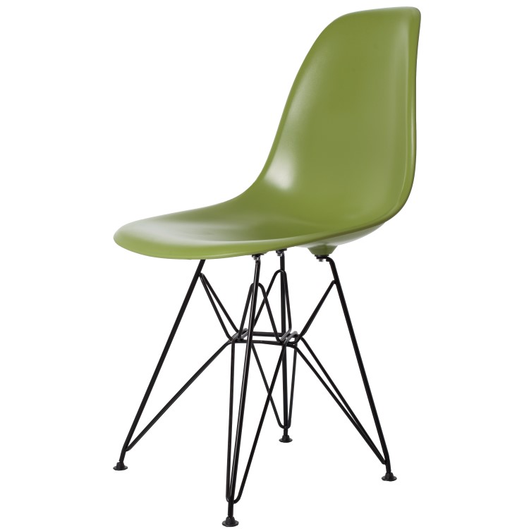 Charles Eames style, Esszimmerstuhl DSR Base schwartz ABS grün