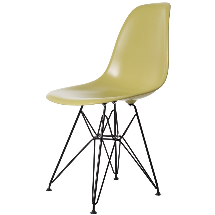 Charles Eames style, Esszimmerstuhl DSR Base schwartz ABS olivgrün