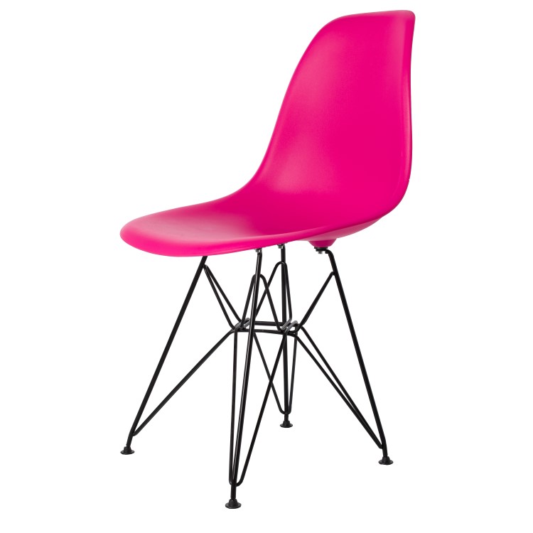 Charles Eames style, Esszimmerstuhl DSR matt PP neonrosa