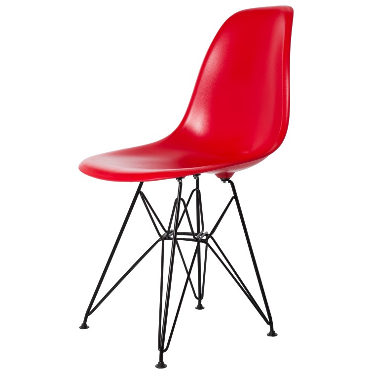 Charles Eames style, Esszimmerstuhl DSR Base schwartz ABS rot