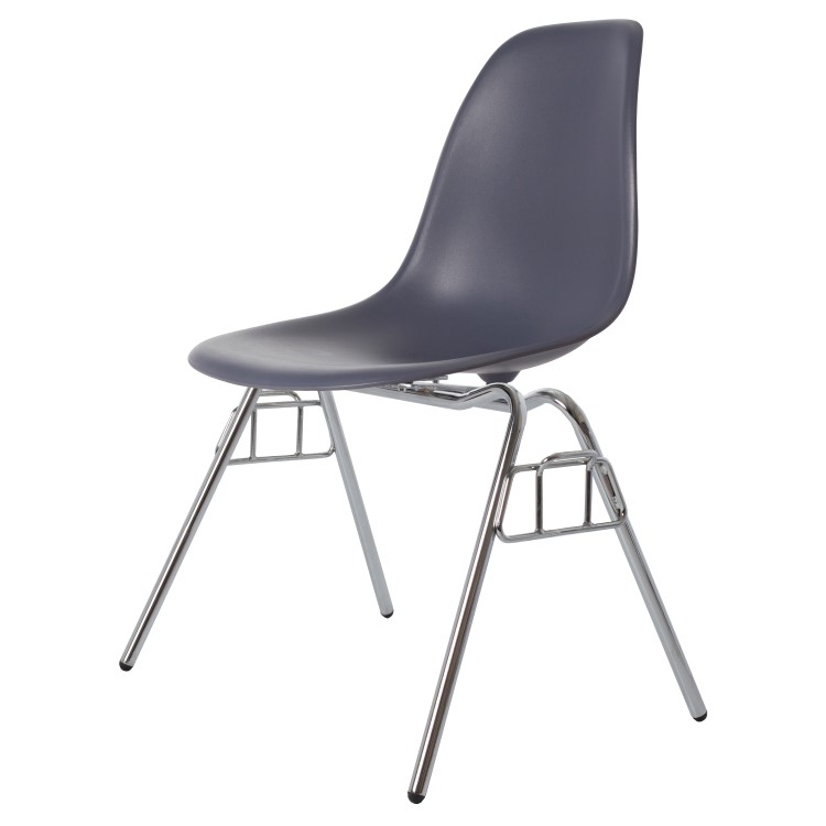 Charles Eames style, Esszimmerstuhl DSS matt PP dunkelgrau