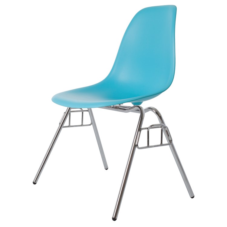 Charles Eames style, Esszimmerstuhl DSS matt PP neonblau
