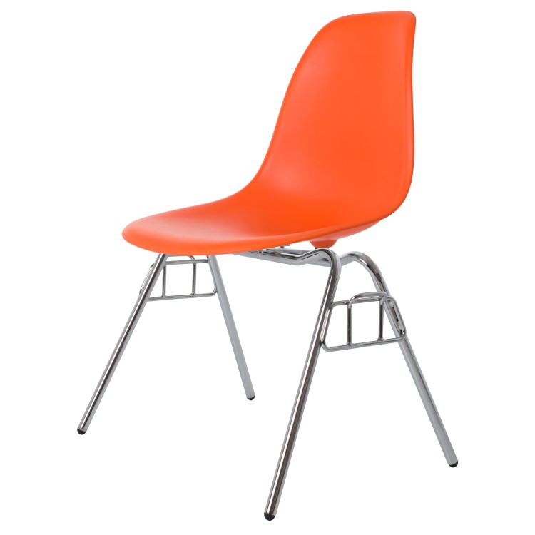 Charles Eames style, Esszimmerstuhl DSS matt PP neon orange