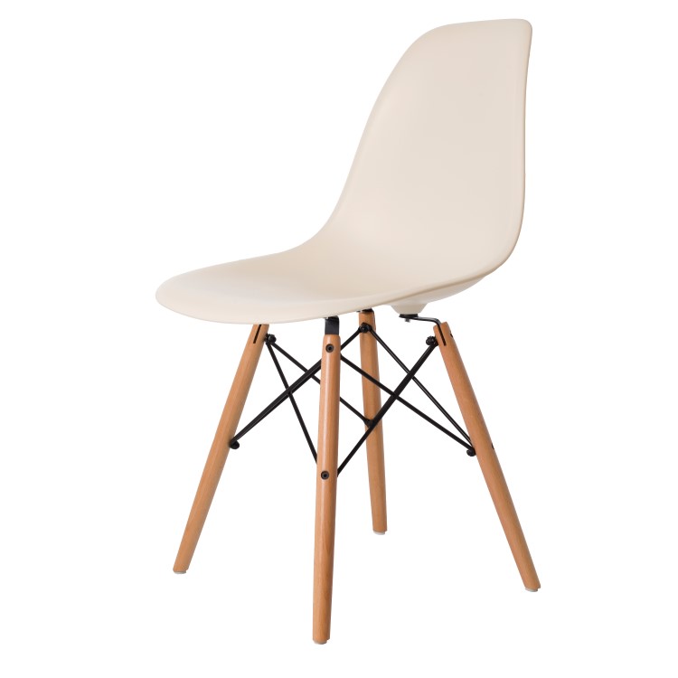 Charles Eames style, Esszimmerstuhl DSW matt PP creme