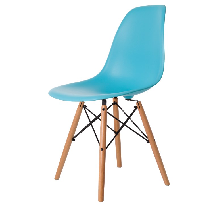 Charles Eames style, Esszimmerstuhl DSW matt PP neonblau