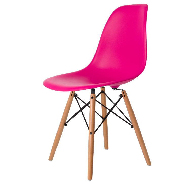 Charles Eames style, Esszimmerstuhl DSW matt PP neonrosa