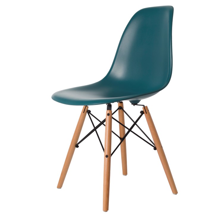 Charles Eames style, Esszimmerstuhl DSW matt PP ozeanblau