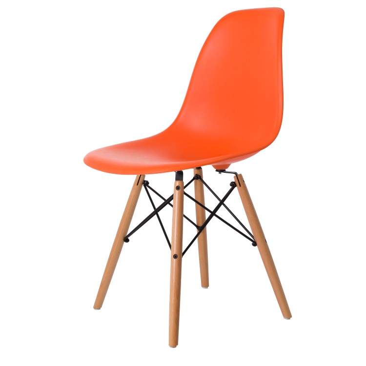 Charles Eames style, Esszimmerstuhl DSW matt PP orange