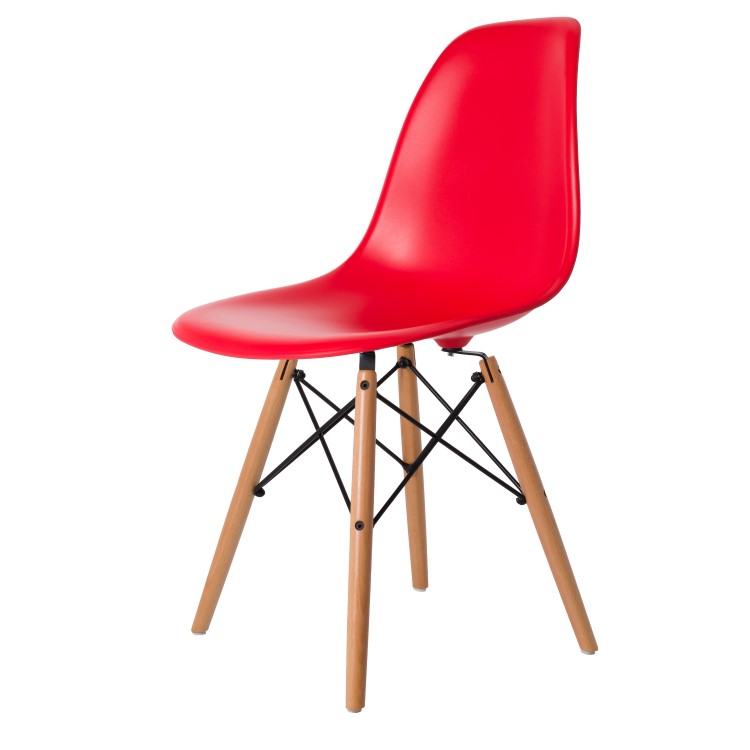 Charles Eames style, Esszimmerstuhl DSW matt PP rot