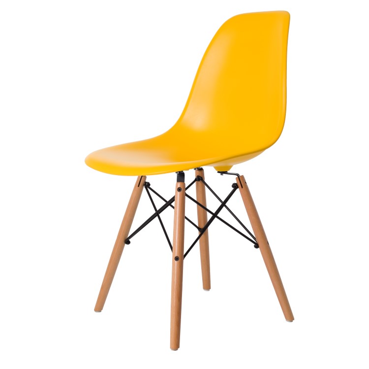 Charles Eames style, Esszimmerstuhl DSW matt PP gelb