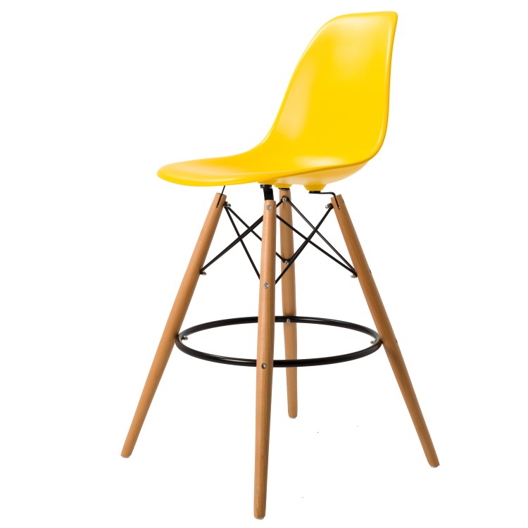 Charles Eames style, Barhocker DSW matt PP gelb