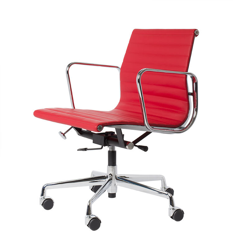 Charles Eames style, Bürostuhl EA117 Leder rot