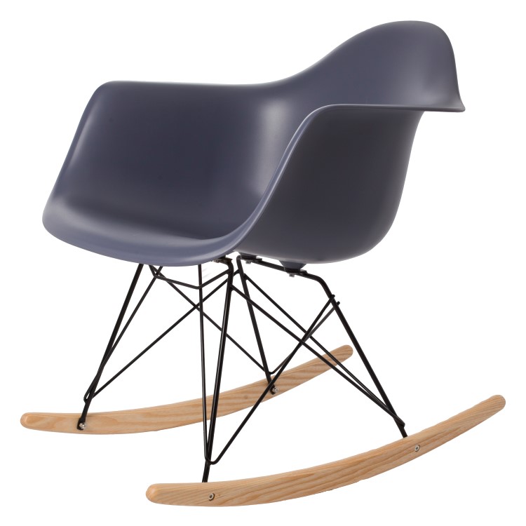 Charles Eames style, Schaukelstuhl RAR Base schwartz PP dunkelgrau