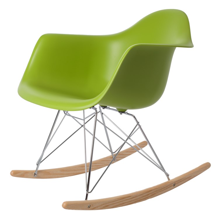 Charles Eames style, Schaukelstuhl RAR Base Chrom PP grün