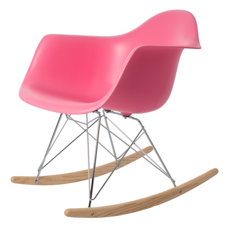 Charles Eames style, Schaukelstuhl RAR Base Chrom PP rosa