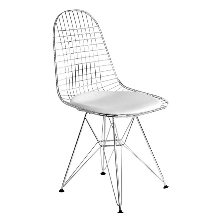 Charles Eames style, Esszimmerstuhl DKR chrom Leder elfenbein weiß