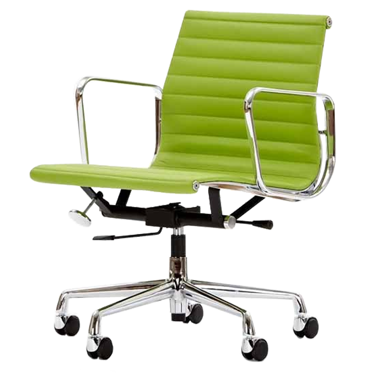 Charles Eames style, Bürostuhl EA117 Leder grün
