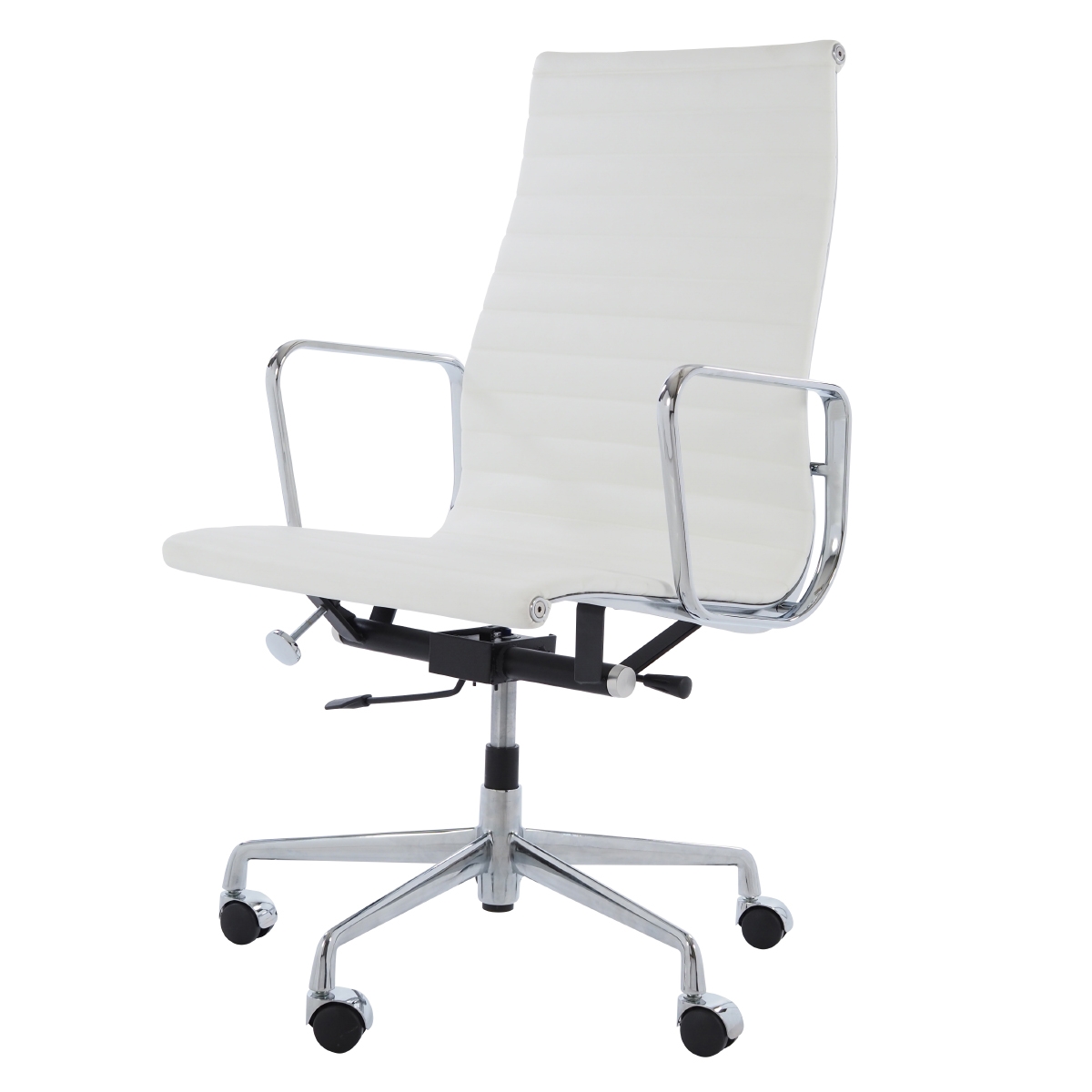 Charles Eames style, Bürostuhl EA119 Leder weiß
