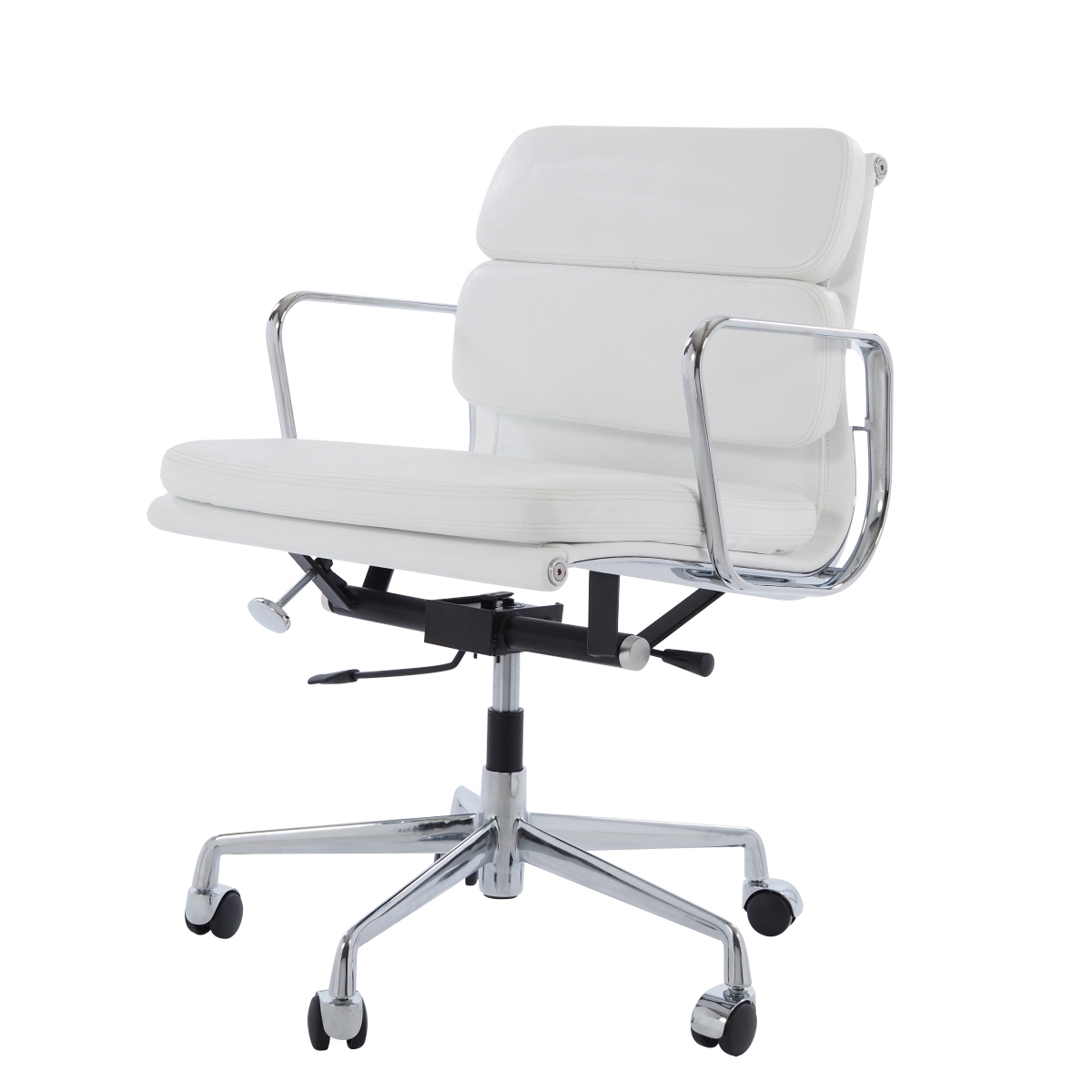 Charles Eames style, Bürostuhl EA217 Leder weiß