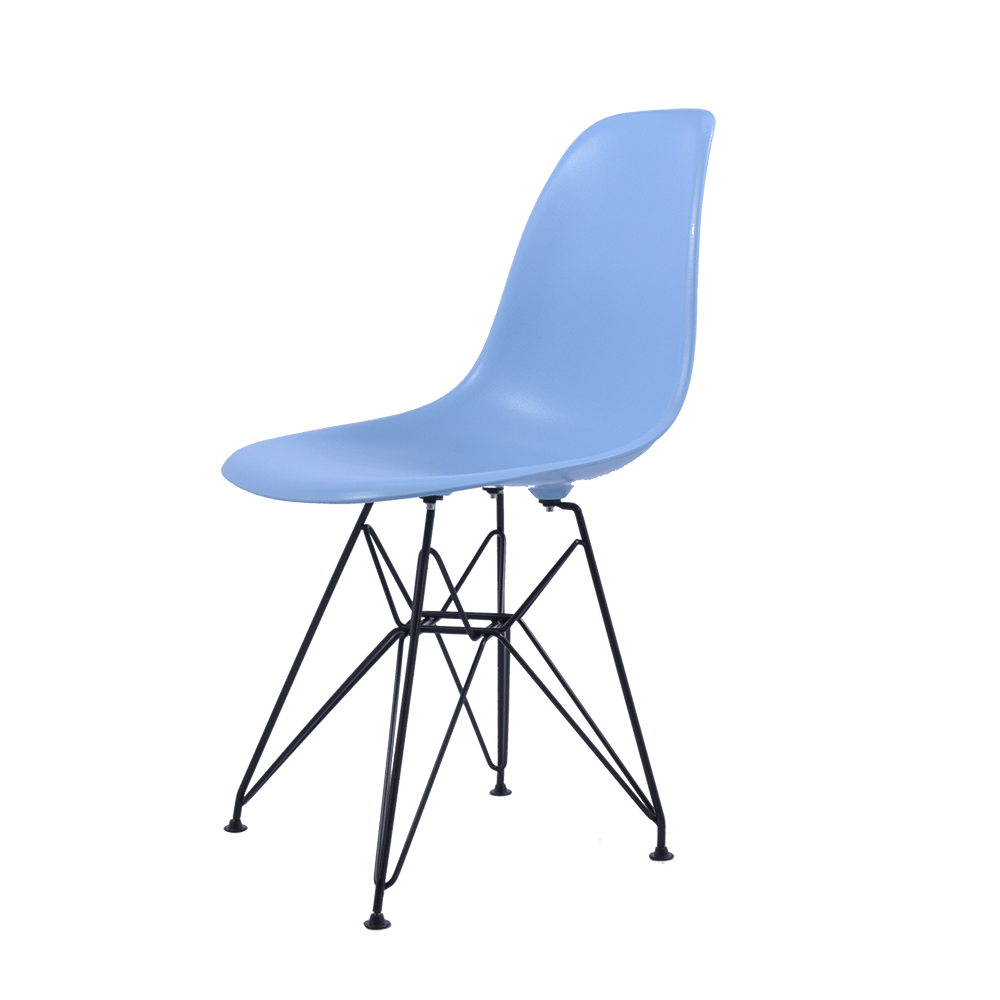 Charles Eames style, Esszimmerstuhl DSR Base schwartz ABS hellblau