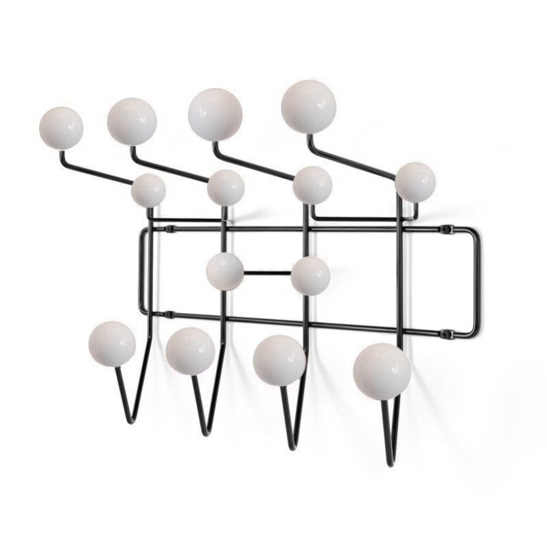 Charles Eames style, Kleiderablage Hang it all Weiß mit schwarzem Rahmen
