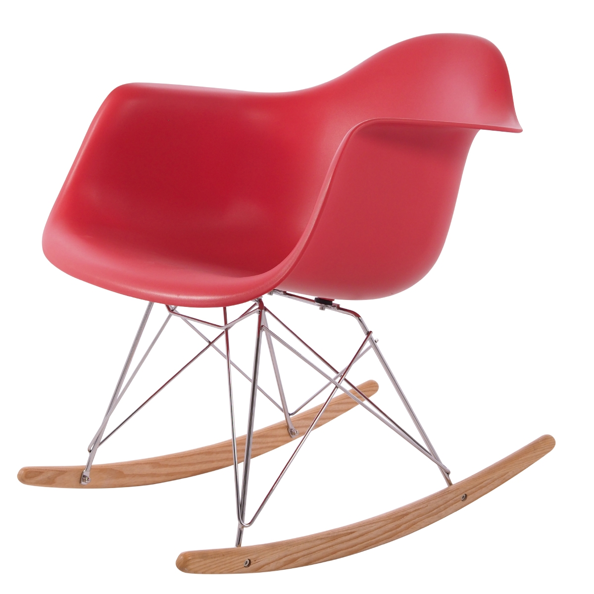 Charles Eames style, Schaukelstuhl RAR Base Chrom PP Korallenrosa