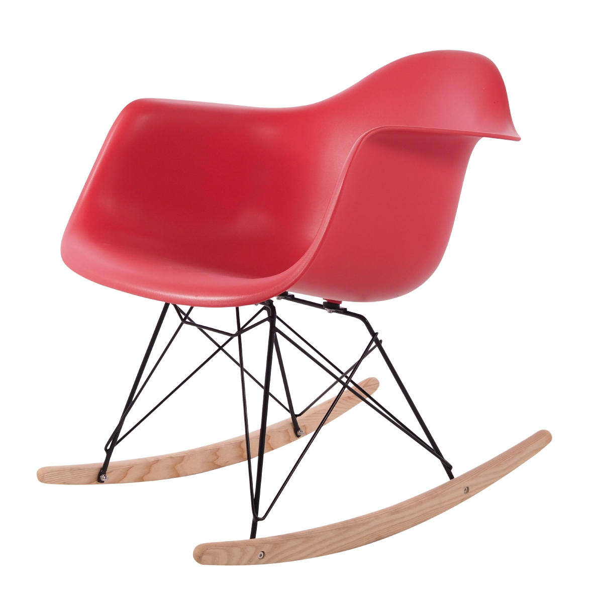 Charles Eames style, Schaukelstuhl RAR Base schwartz PP Korallenrosa