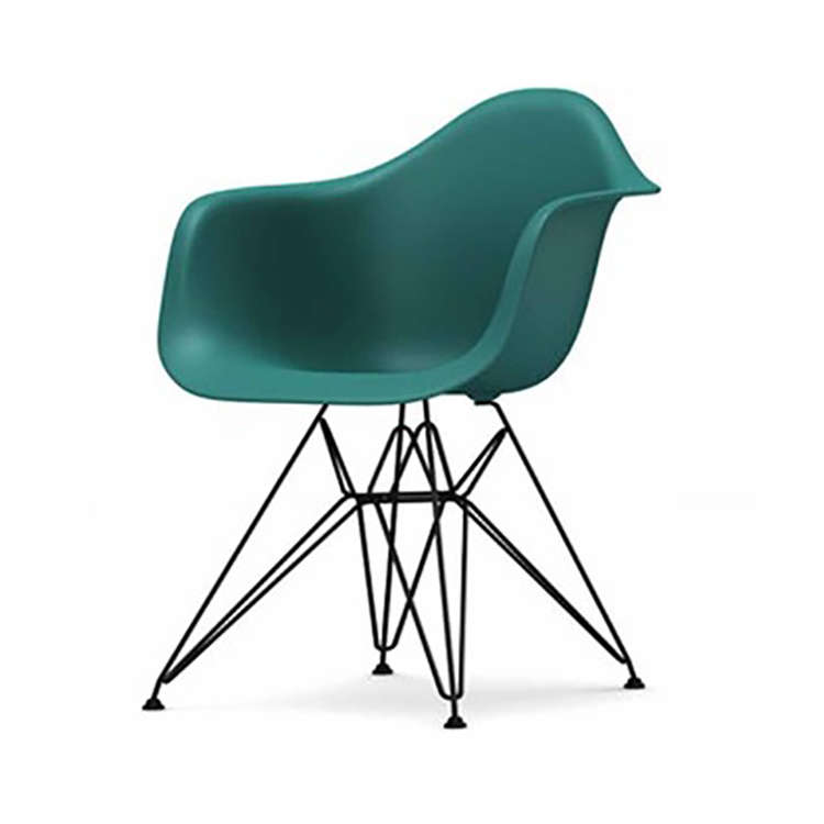 Charles Eames style, Esszimmerstuhl DAR Base schwartz PP ozeanblau